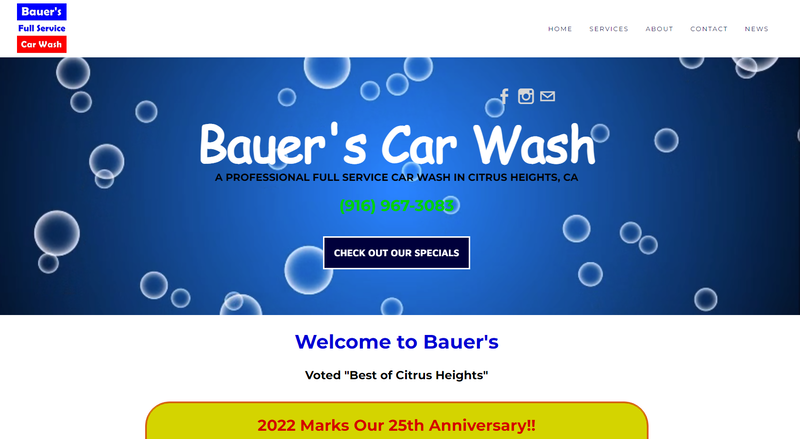 Bauer's Car Wash website - full service car wash in Citrus Heights, CA - Best of Citrus Heights winner